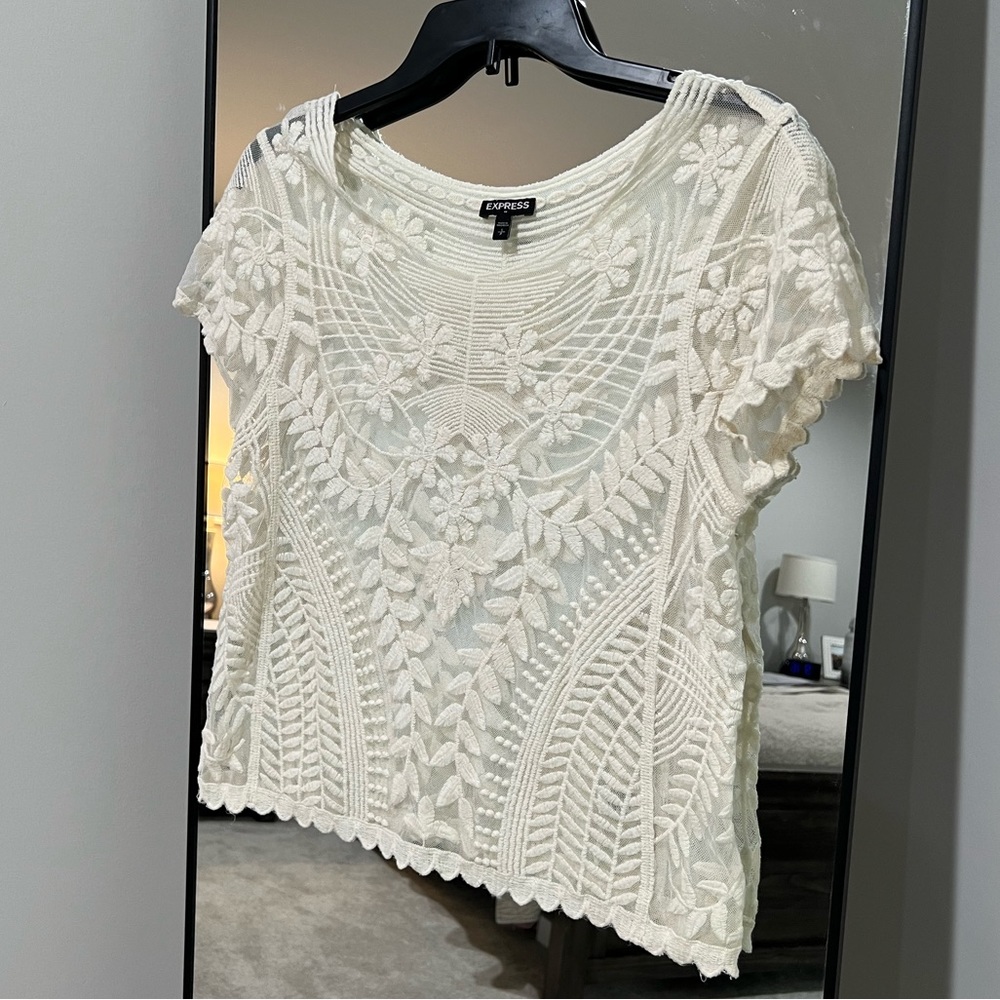Express: Size Small, White Lace Top